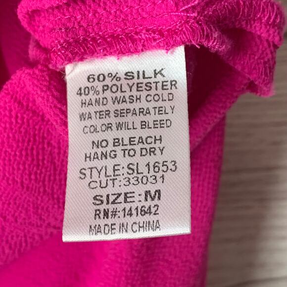 She & Sky Pink Sleeveless Blouse Partial Button Up Pocket Size Medium - Picture 11 of 16